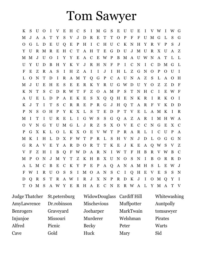 Tom Sawyer Word Search