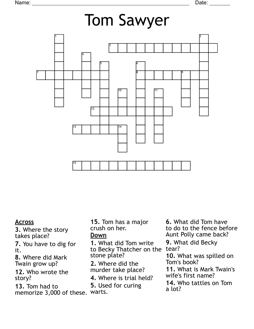 Tom Sawyer Crossword