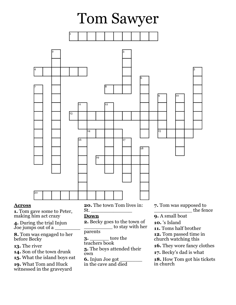 Tom Sawyer Crossword
