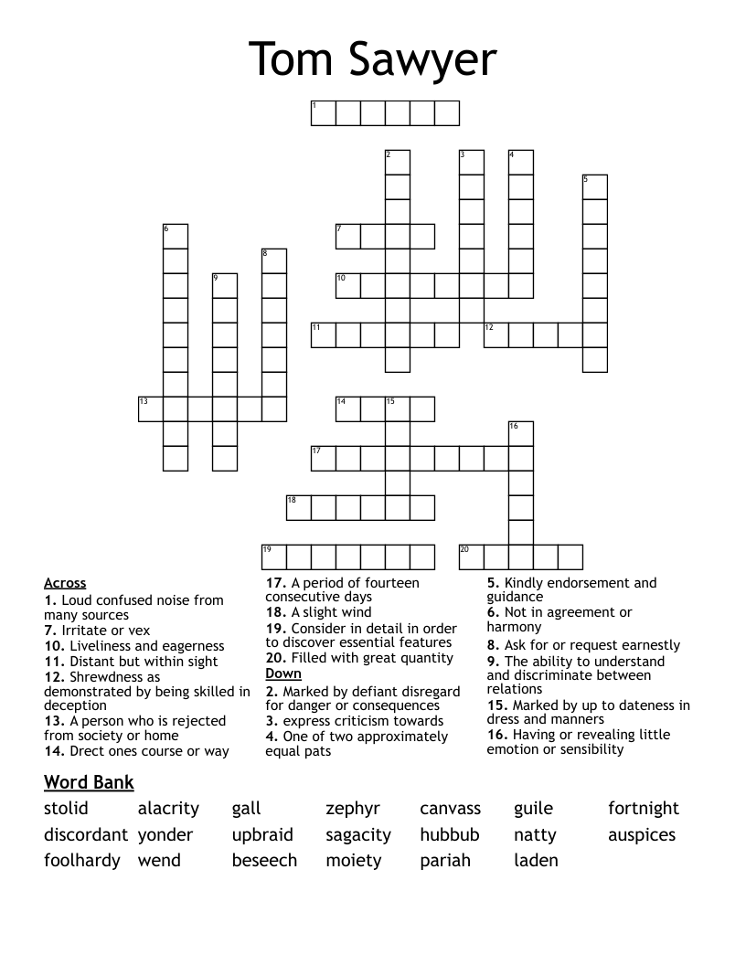 Tom Sawyer Crossword