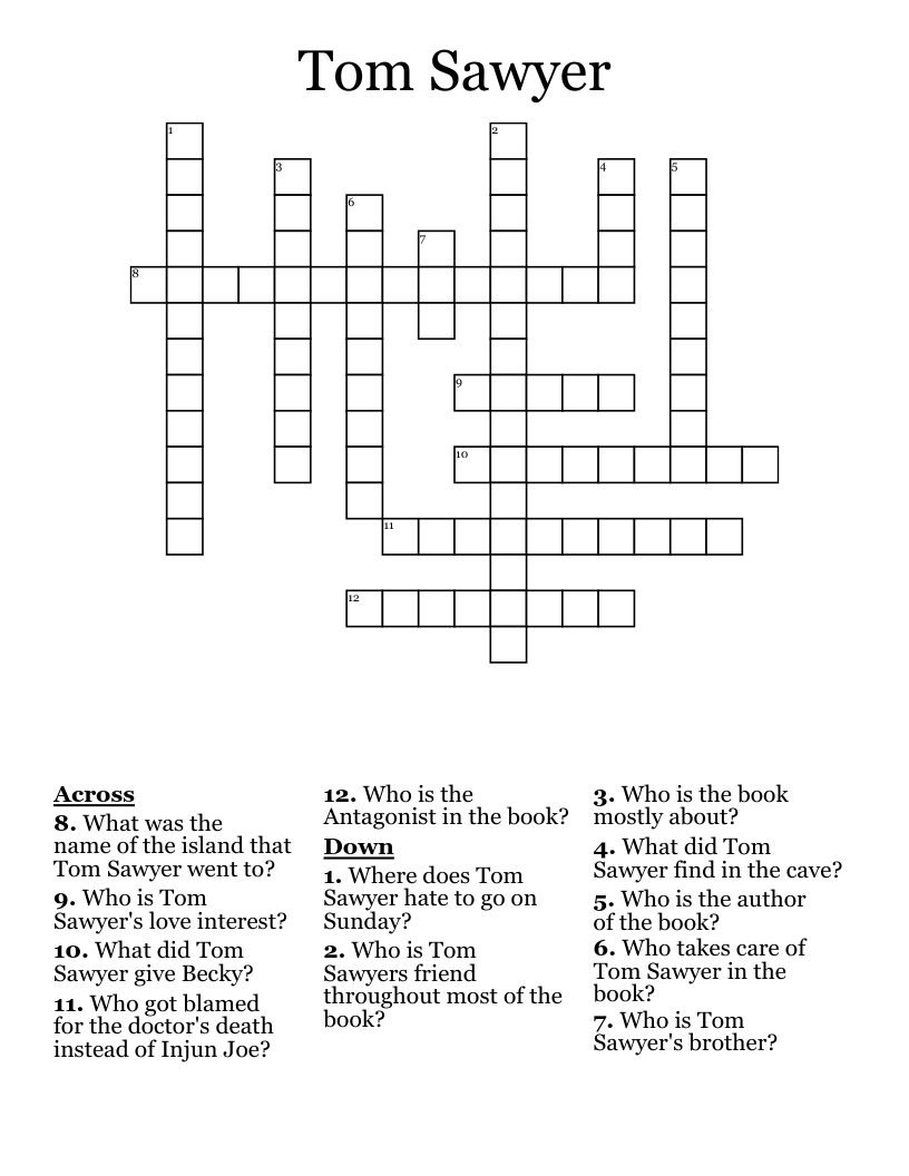 Tom Sawyer Crossword