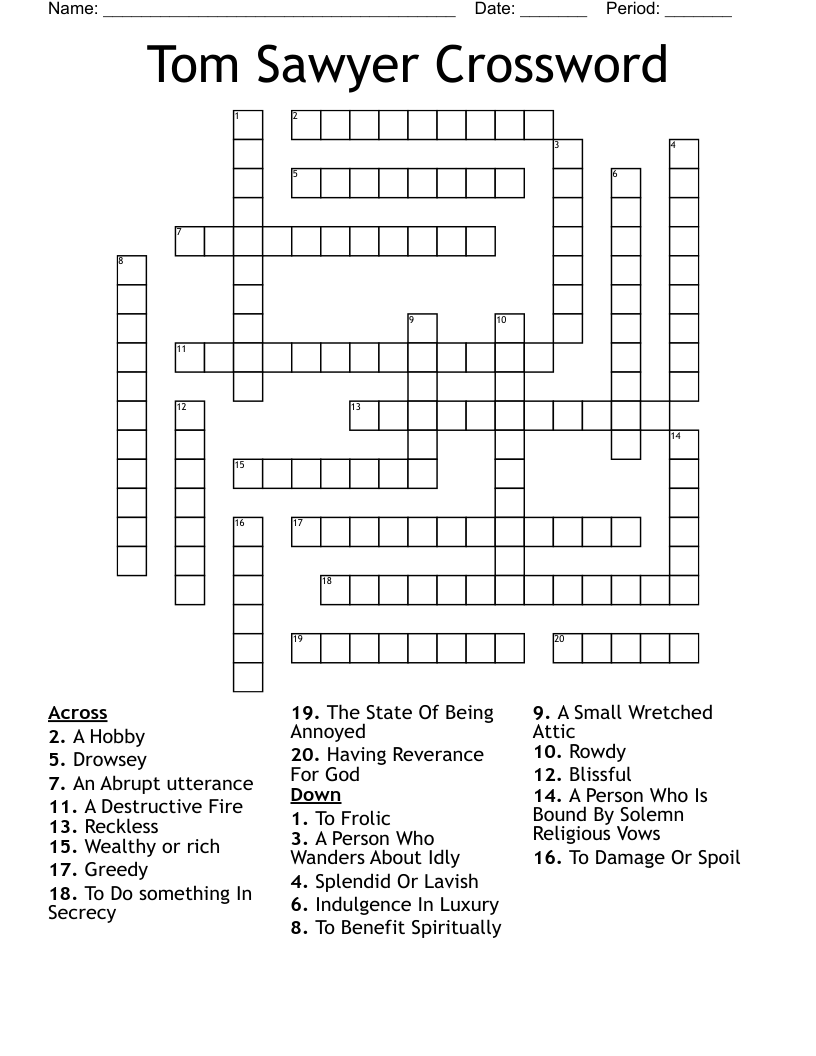 Tom Sawyer Crossword