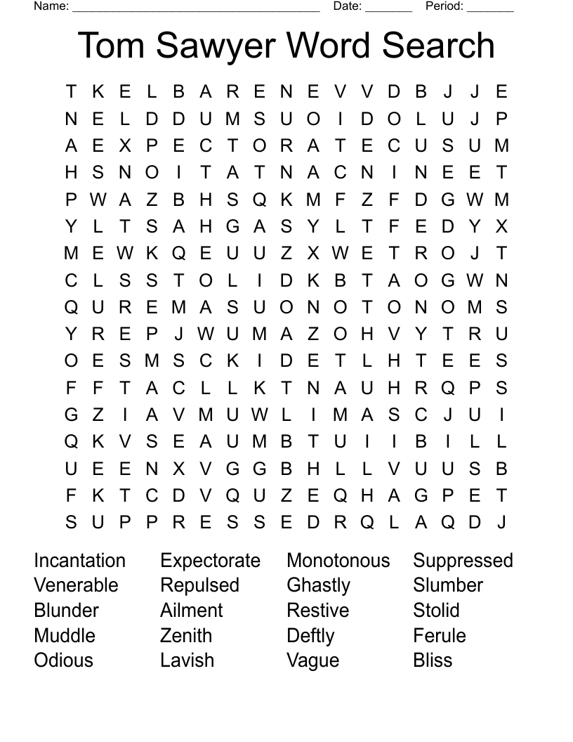 Tom Sawyer Word Search