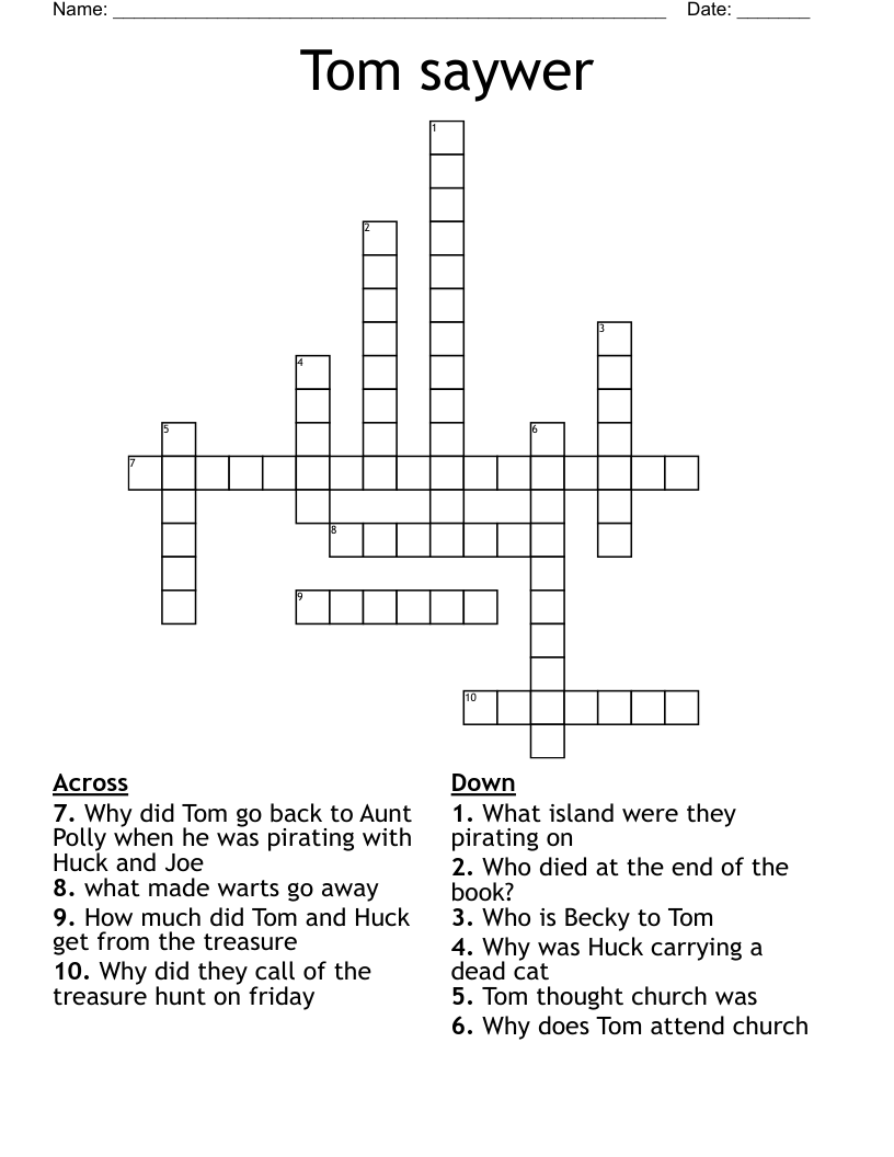 Tom saywer Crossword