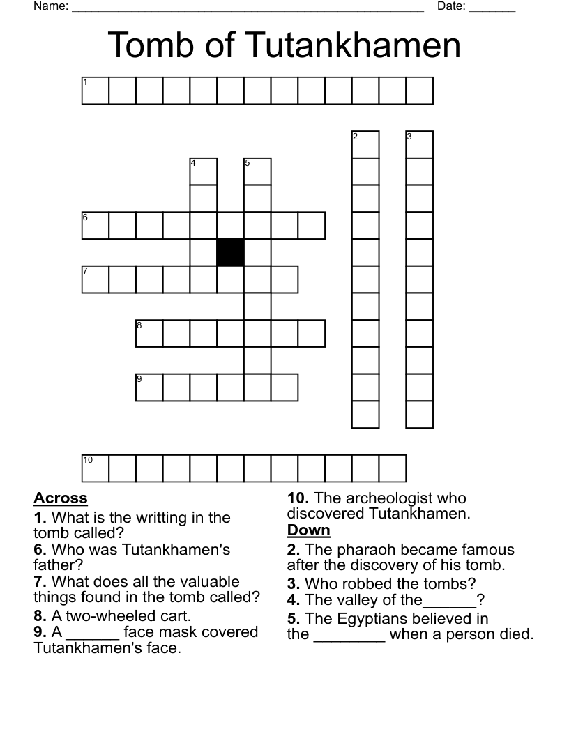 Tomb of Tutankhamen  Crossword