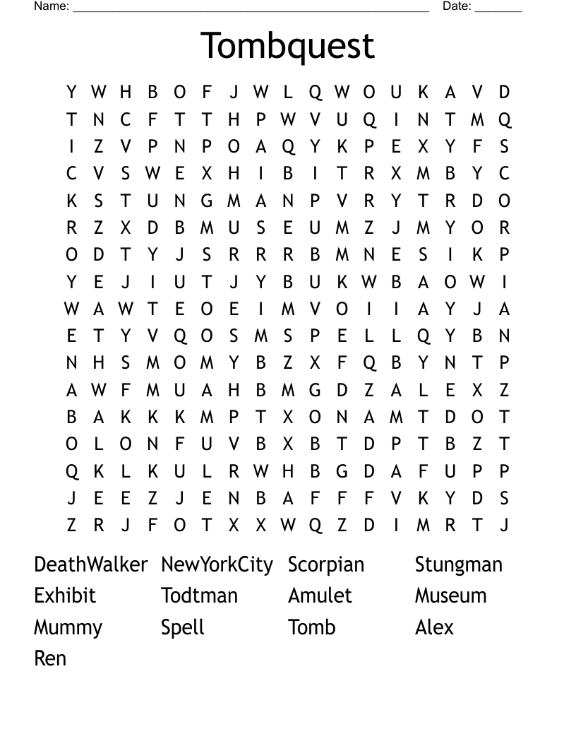 Tombquest  Word Search