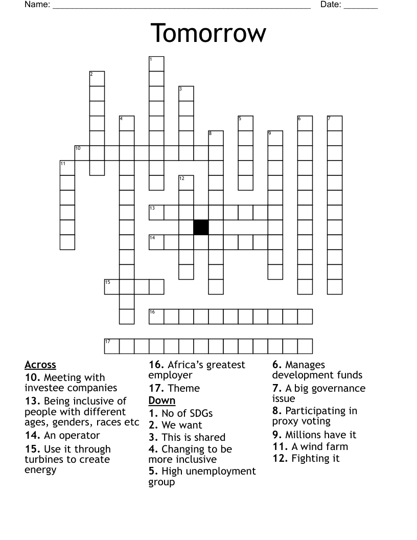 Tomorrow  Crossword