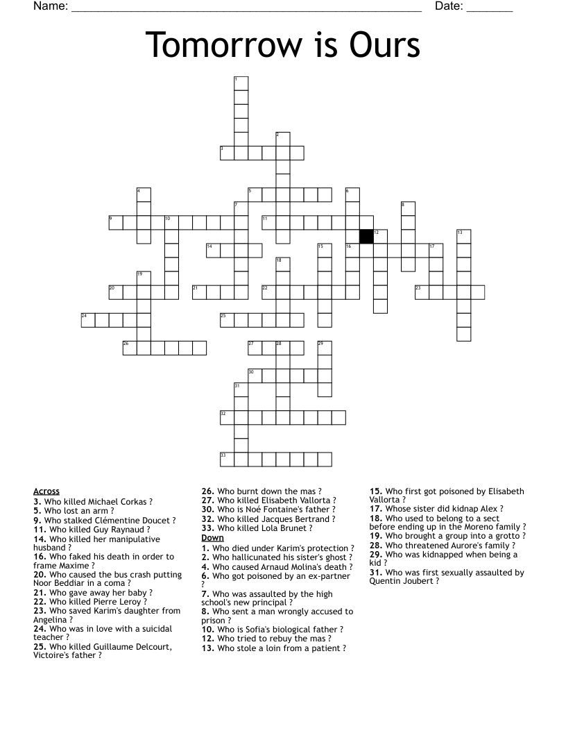 Tomorrow is Ours Crossword