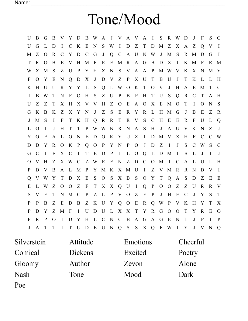 Tone/Mood Word Search