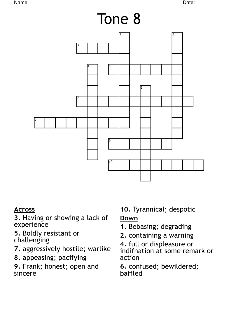 Tone 8 Crossword