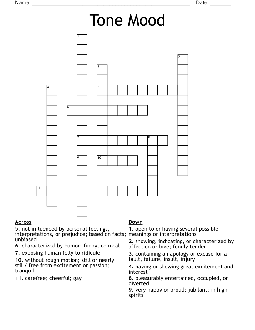 Tone Mood Crossword