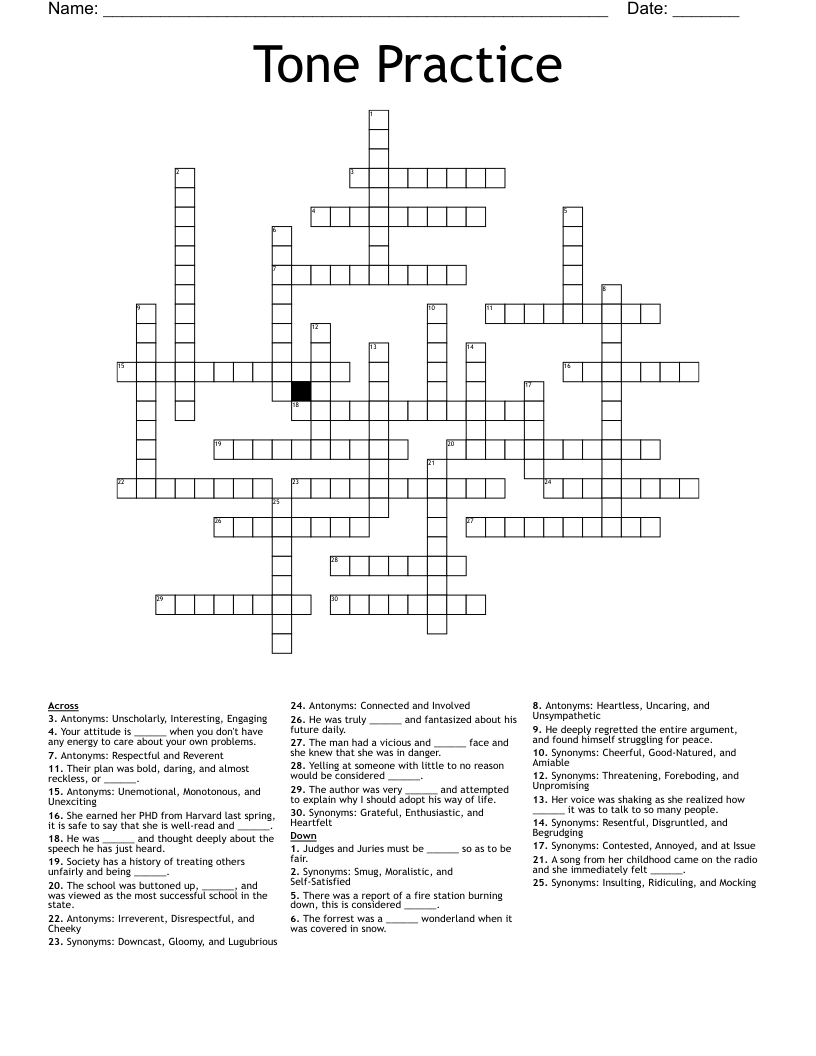 Tone Practice Crossword