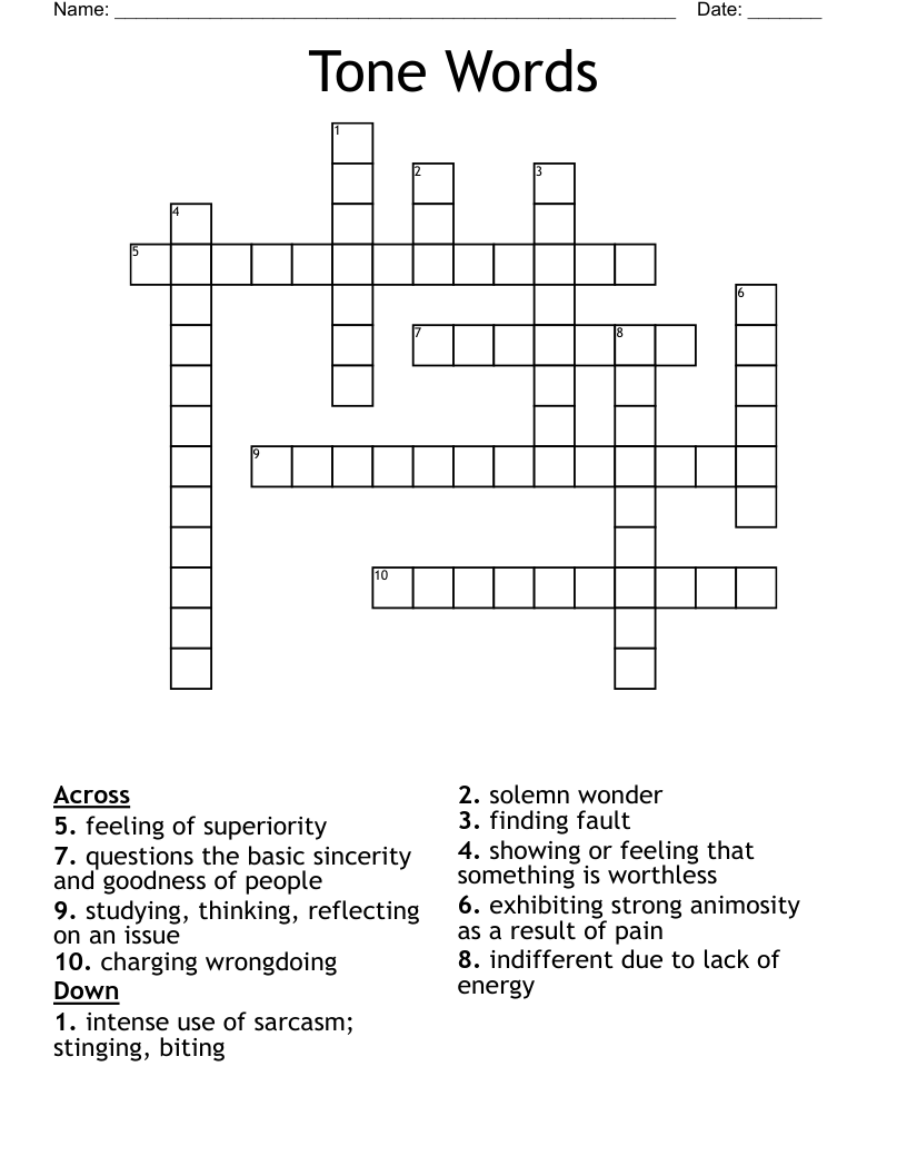 Tone Words Crossword