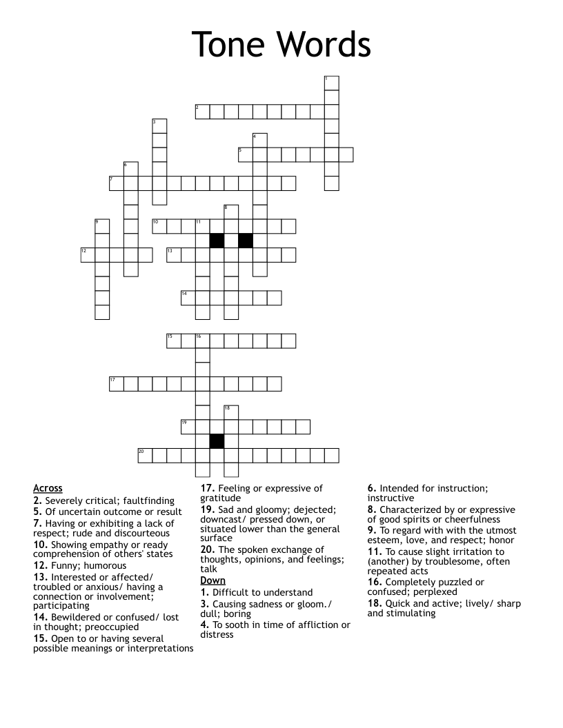 Tone Words Crossword