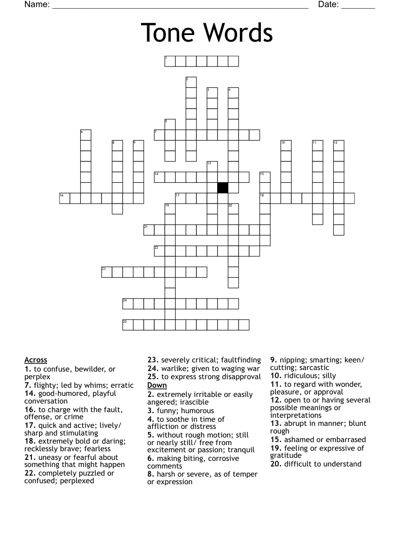 Tone Words Crossword