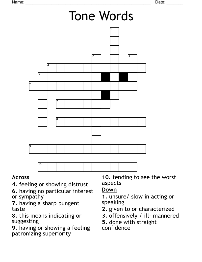 Tone Words  Crossword