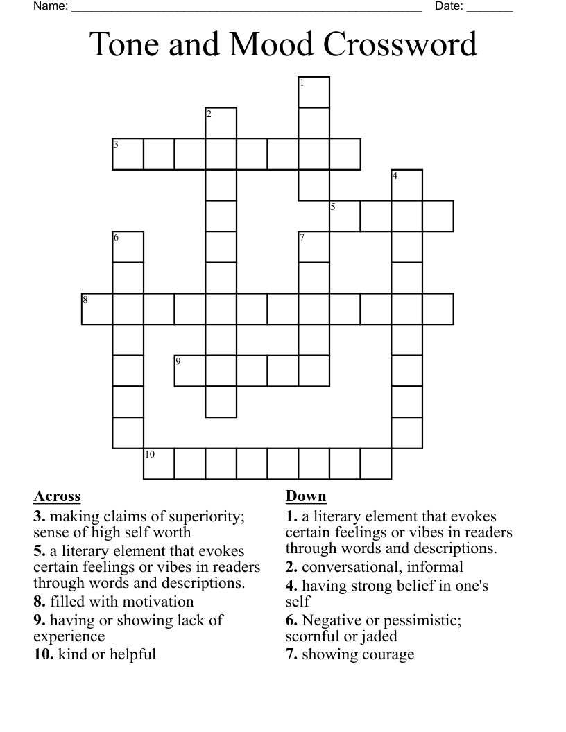 Tone and Mood Crossword