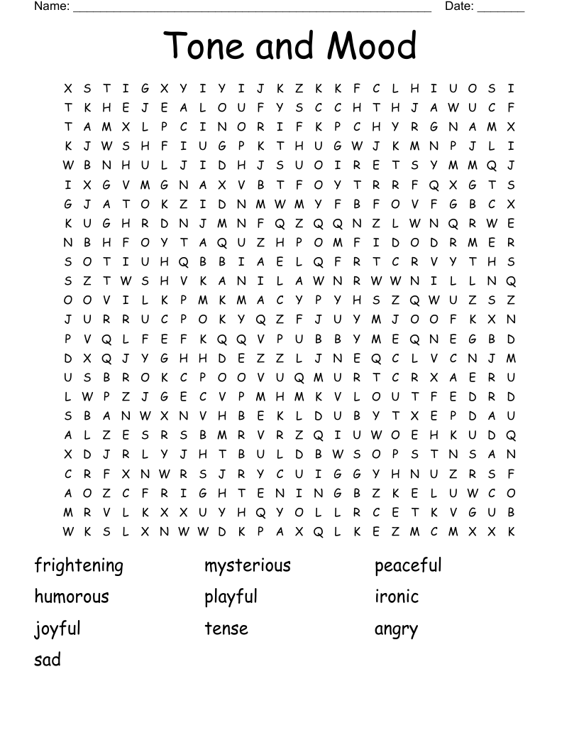 Tone and Mood  Word Search