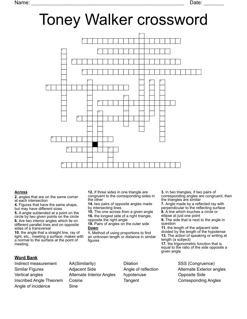Toney Walker crossword