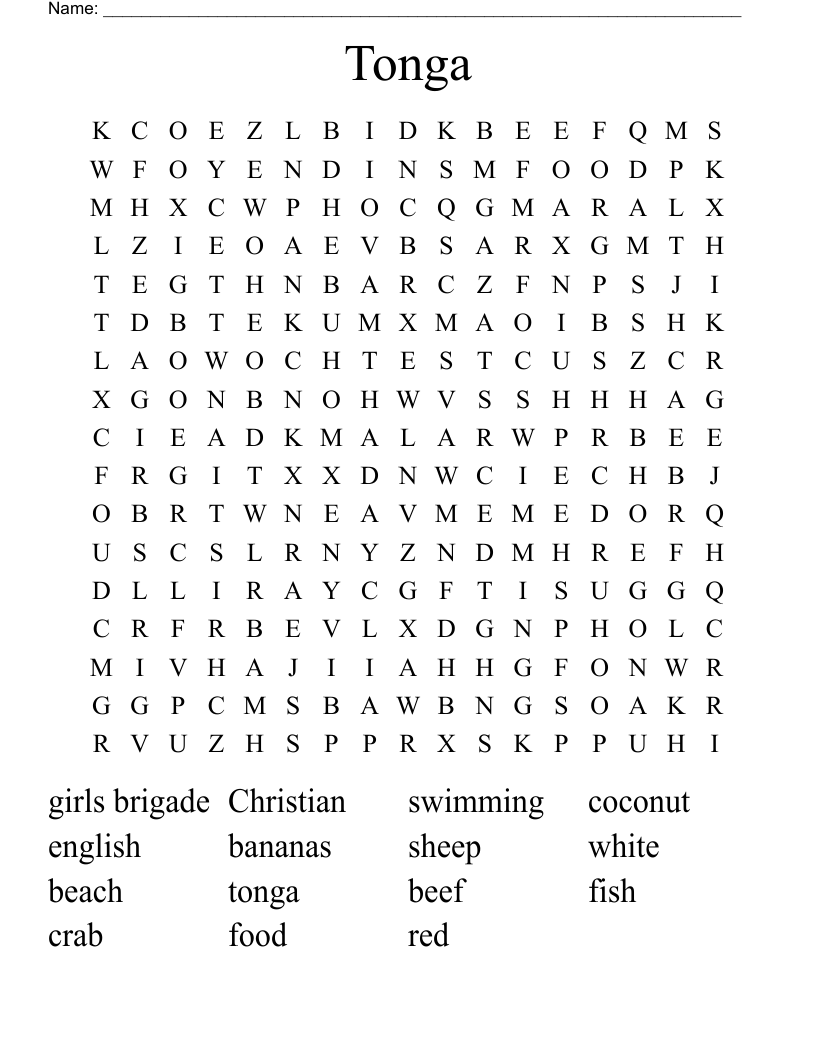 Tonga Word Search