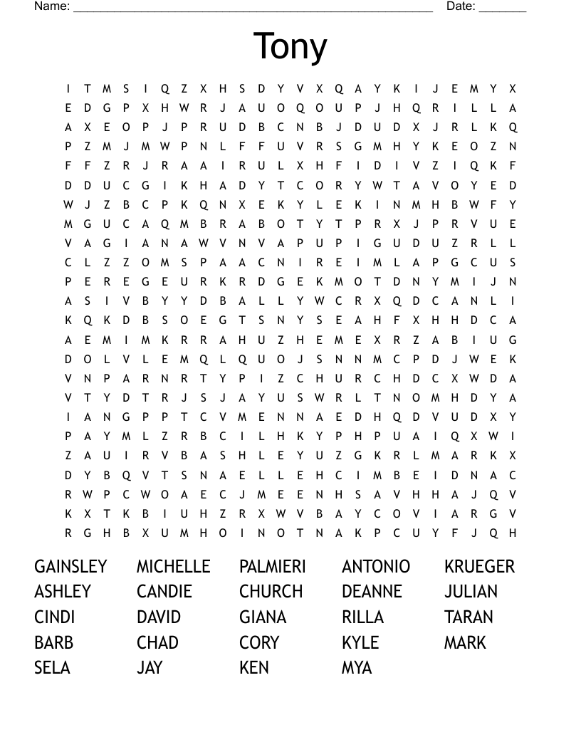 Tony Word Search