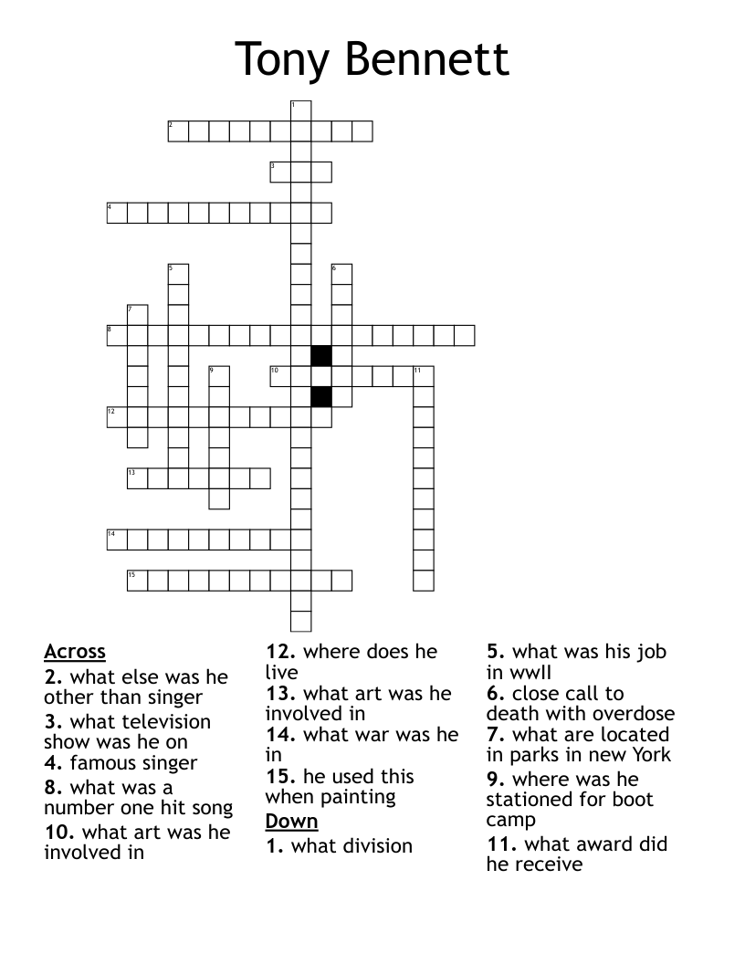 Tony Bennett  Crossword