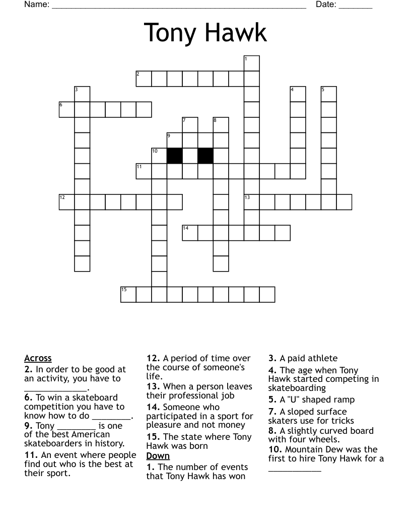 Tony Hawk Crossword