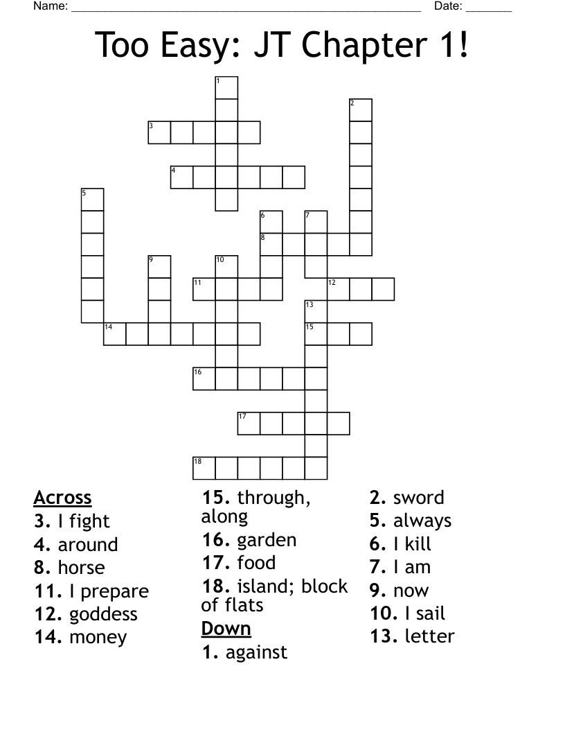 Too Easy: JT Chapter 1! Crossword