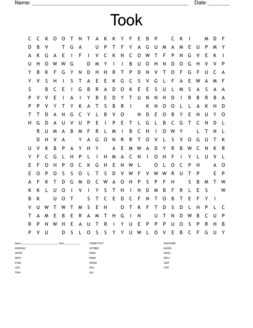 Took Word Search