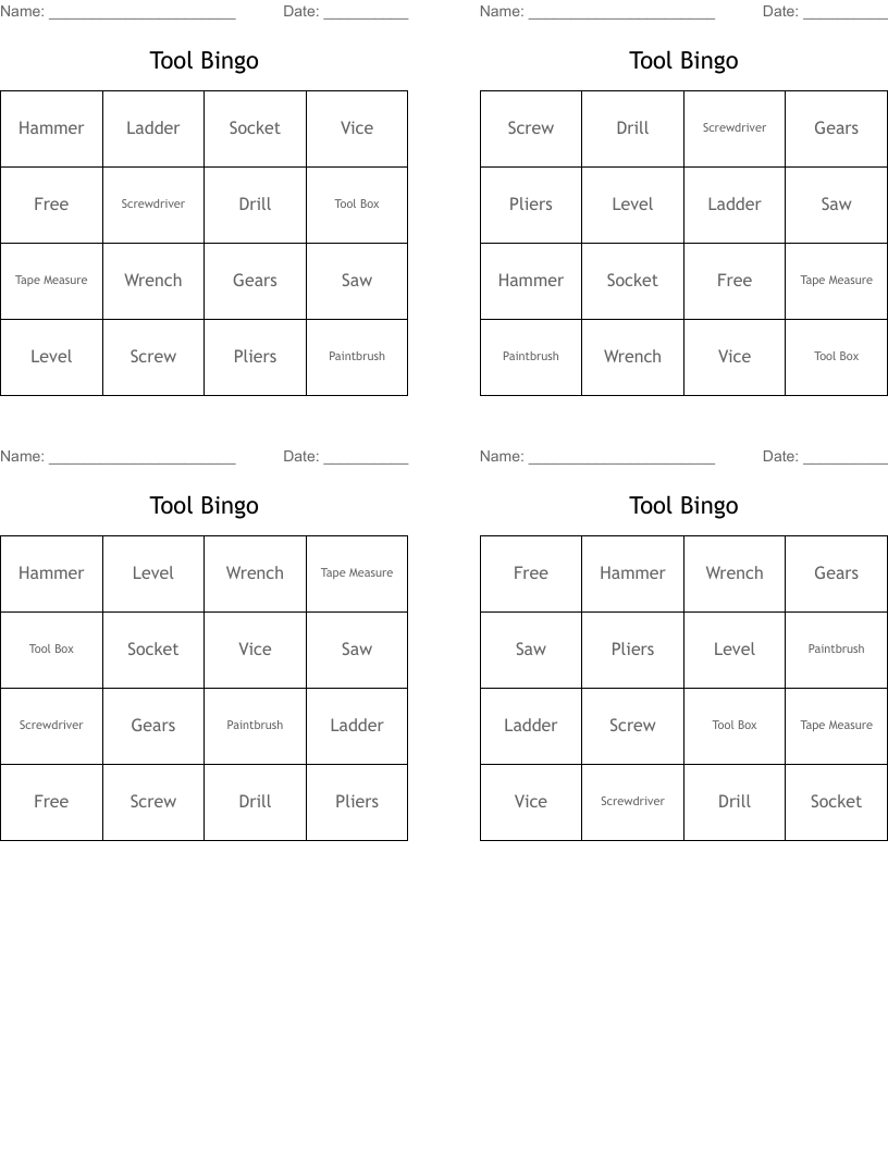 Tool Bingo