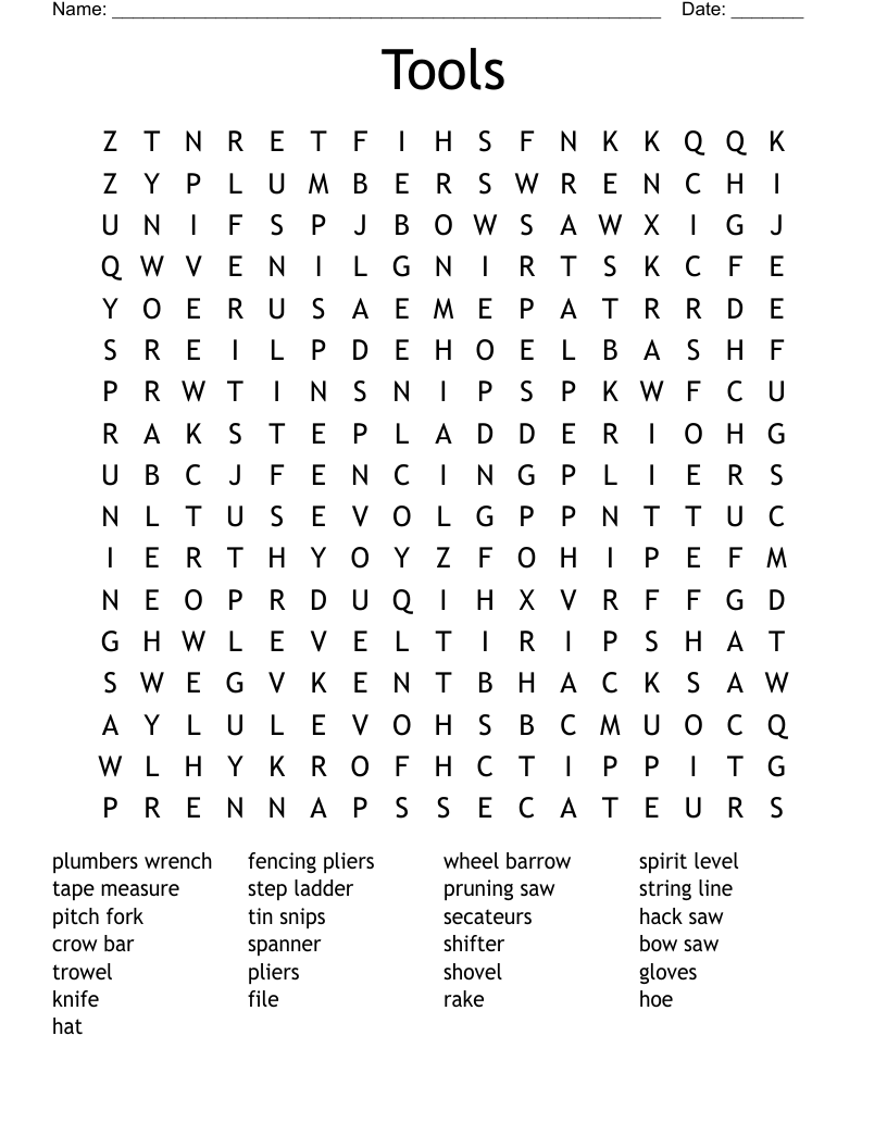 Tools Word Search