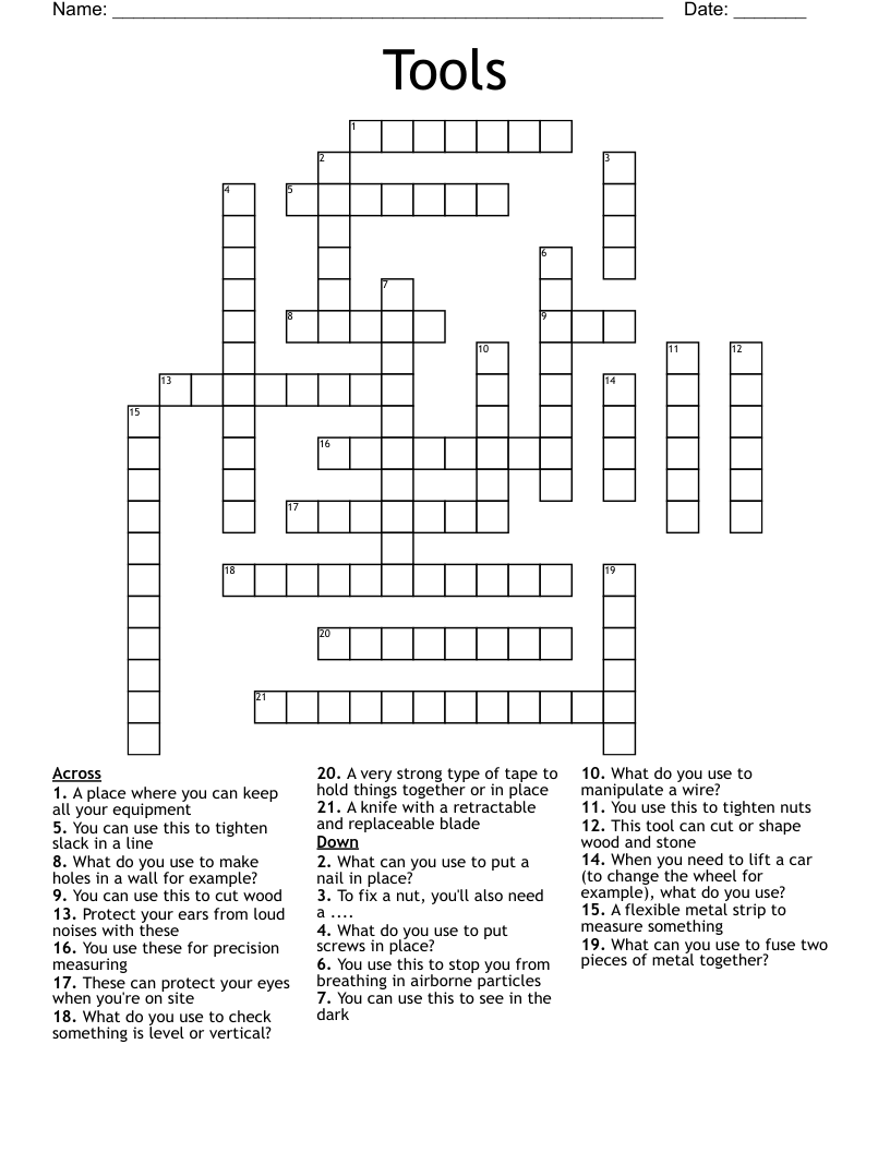 Tools Crossword