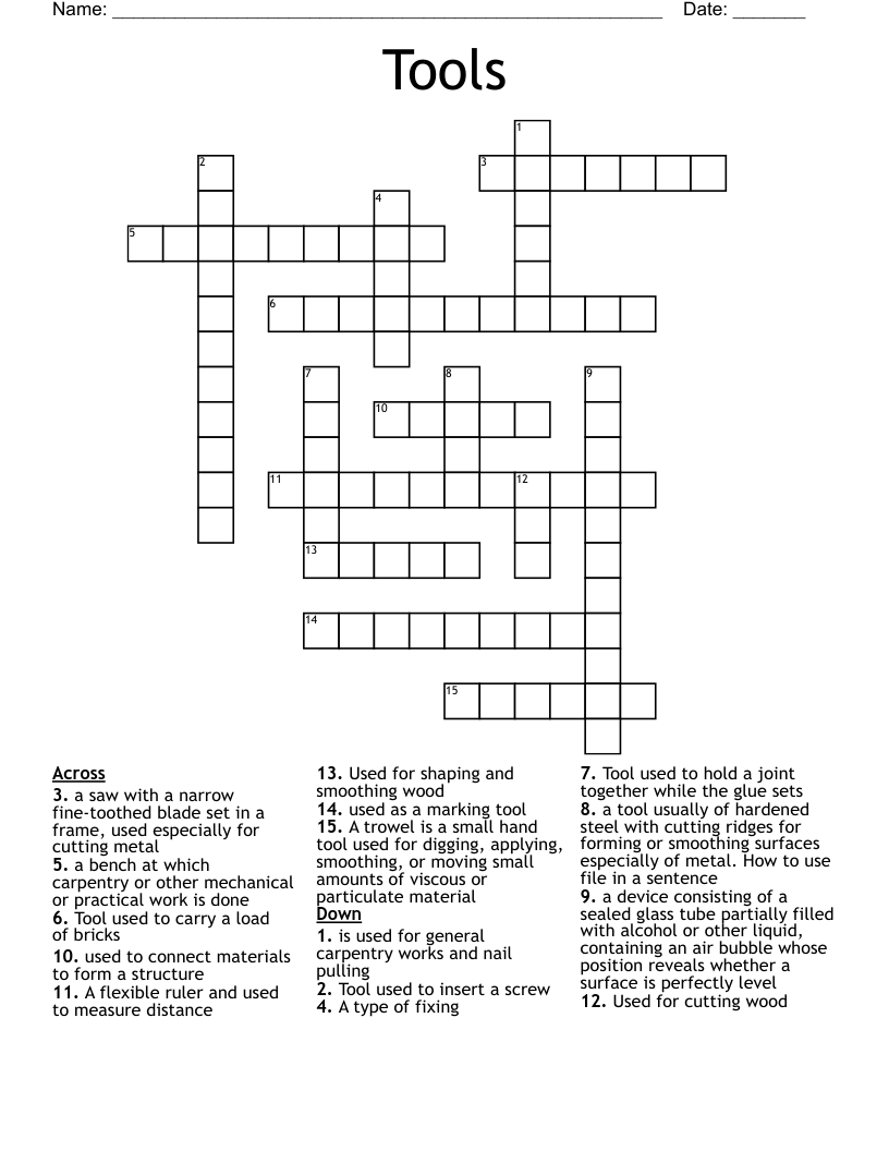 Tools Crossword