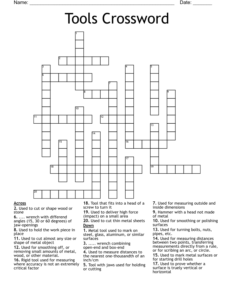 Tools Crossword