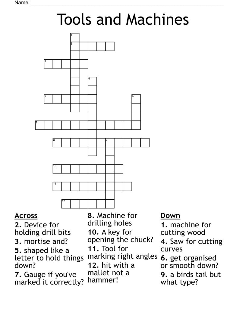 Tools and Machines Crossword