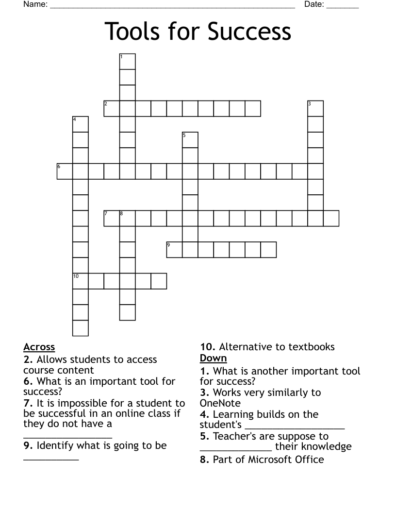 Tools for Success Crossword