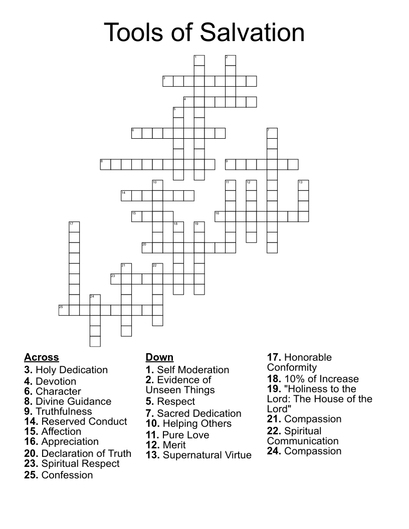 Tools of Salvation Crossword