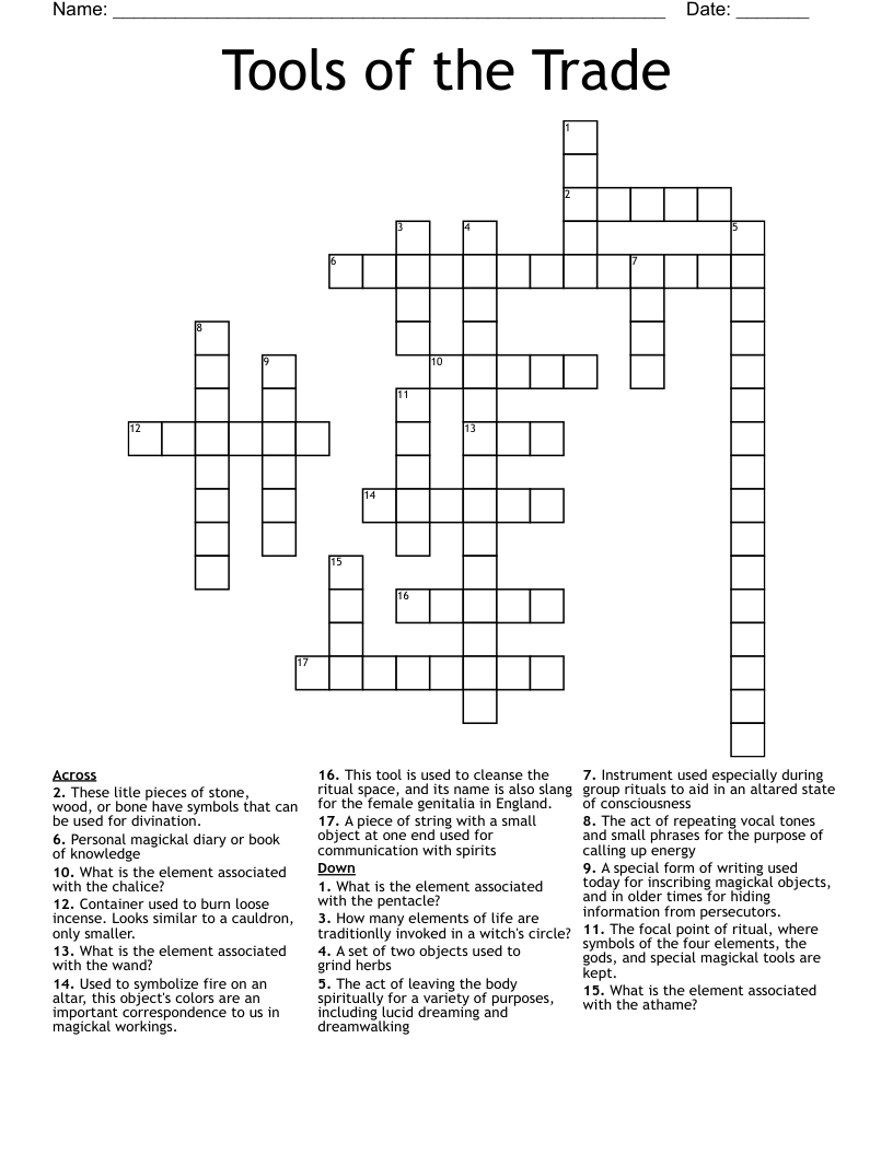 Tools of the Trade Crossword