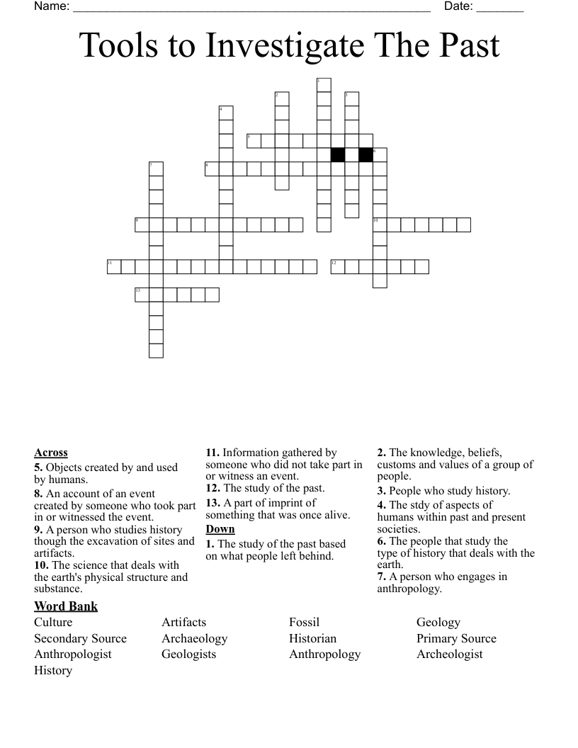 Tools to Investigate The Past Crossword