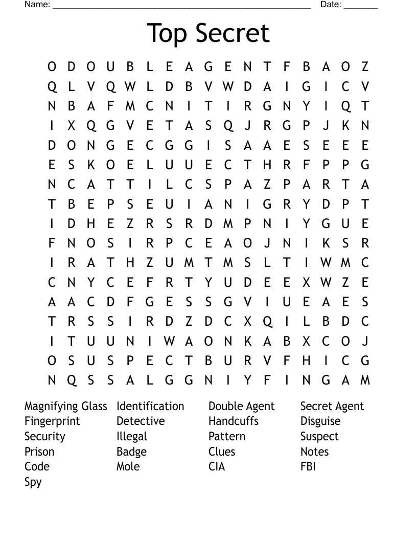 Top Secret Word Search