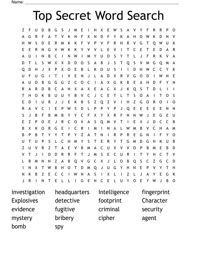 Top Secret Word Search