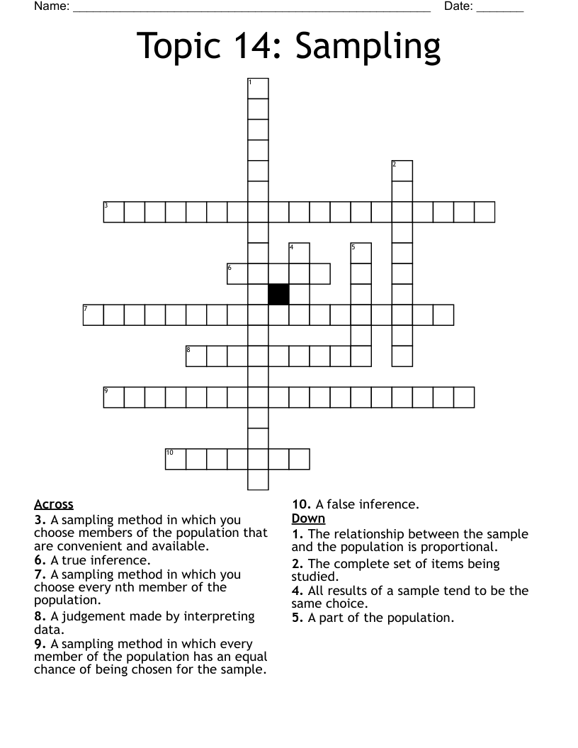 Topic 14: Sampling Crossword