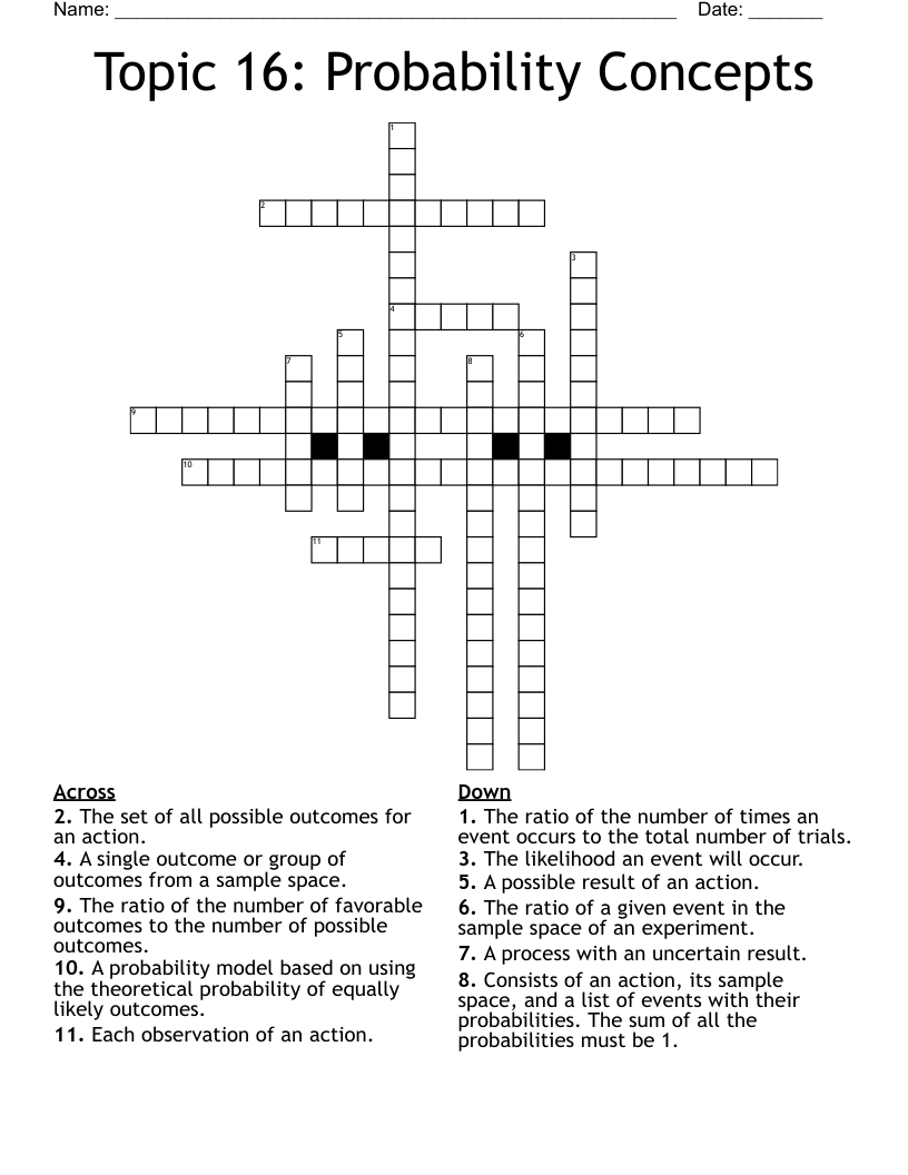 Topic 16: Probability Concepts Crossword