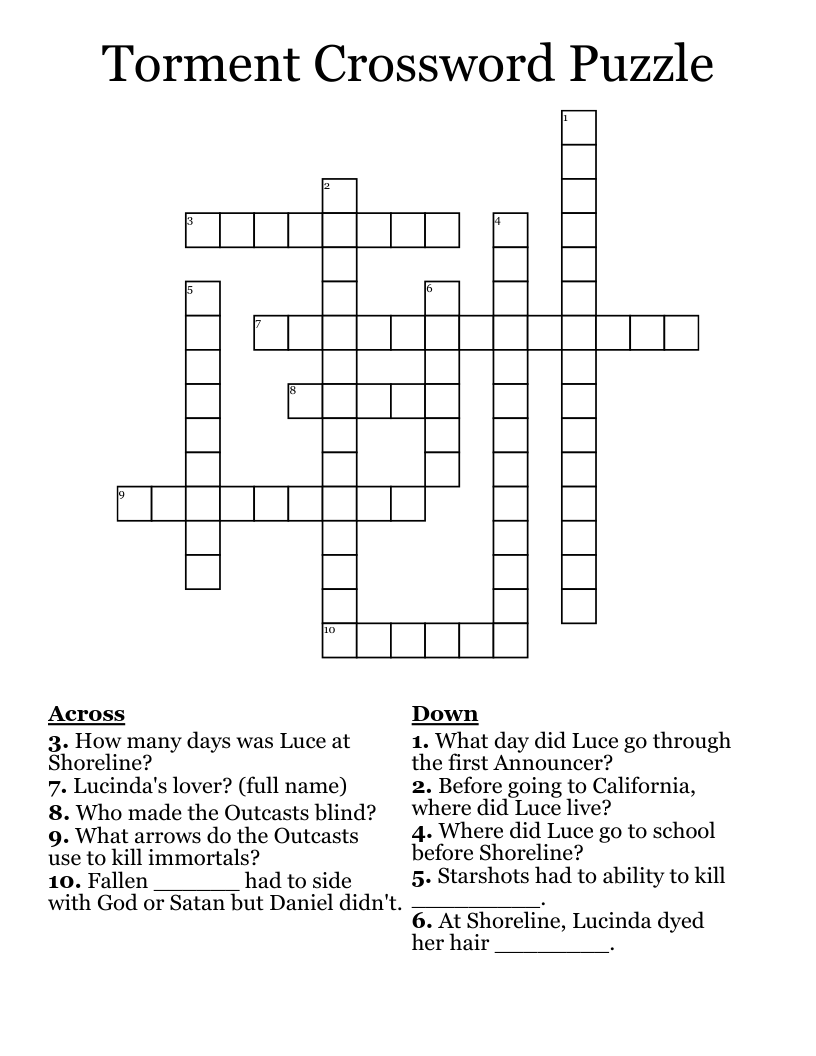 Torment Crossword Puzzle