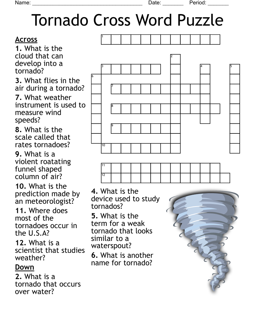 Tornado Cross Word Puzzle