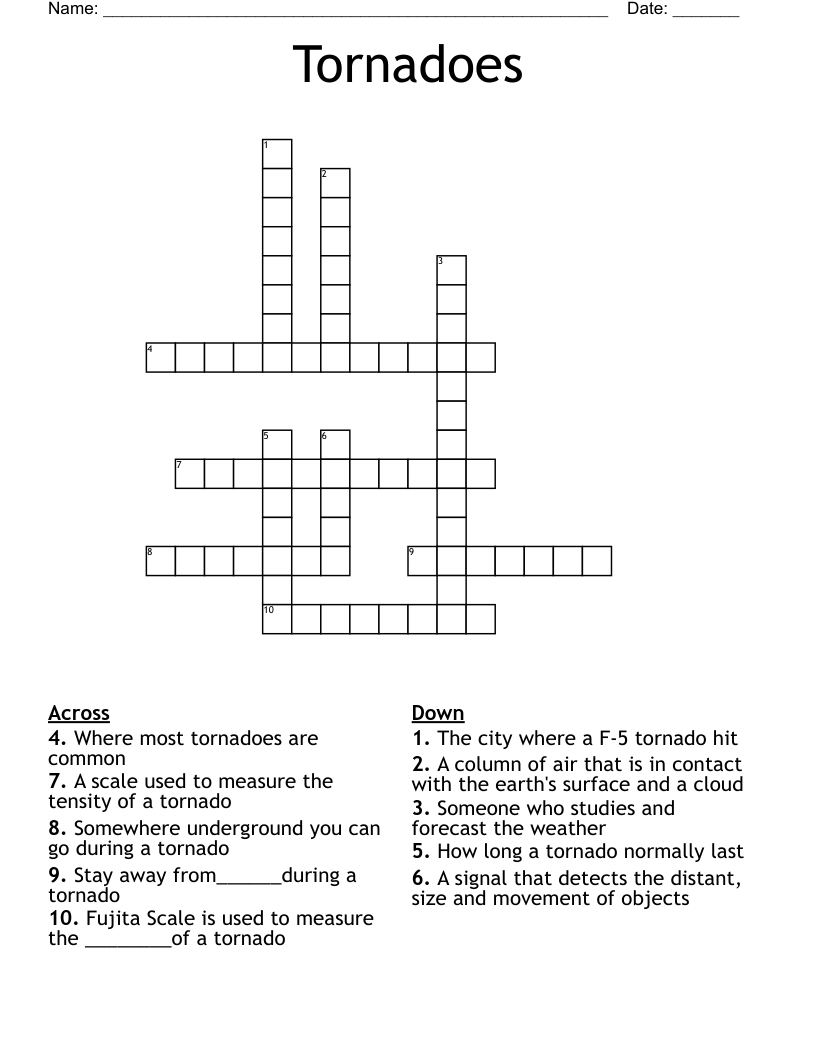 Tornadoes Crossword