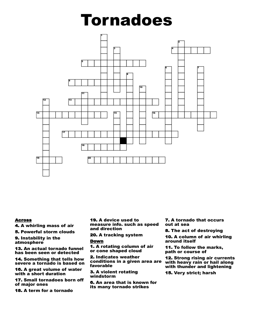 Tornadoes Crossword