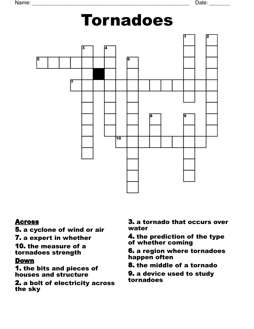 Tornadoes  Crossword