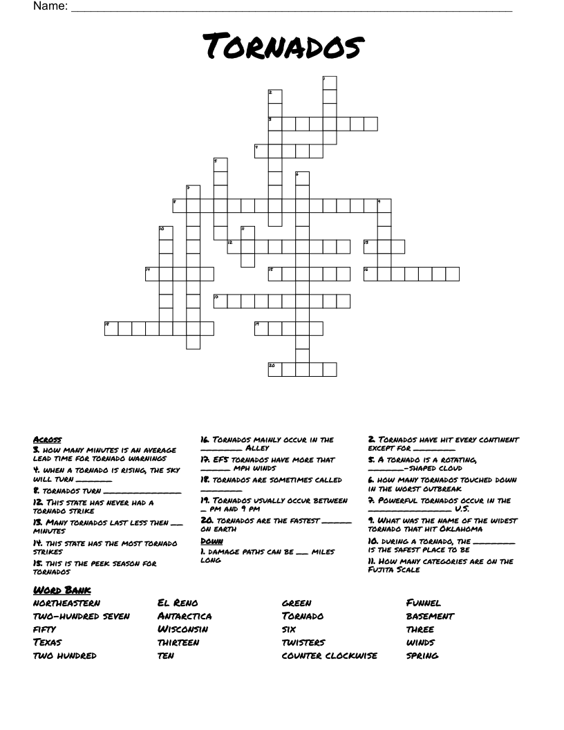 Tornados Crossword