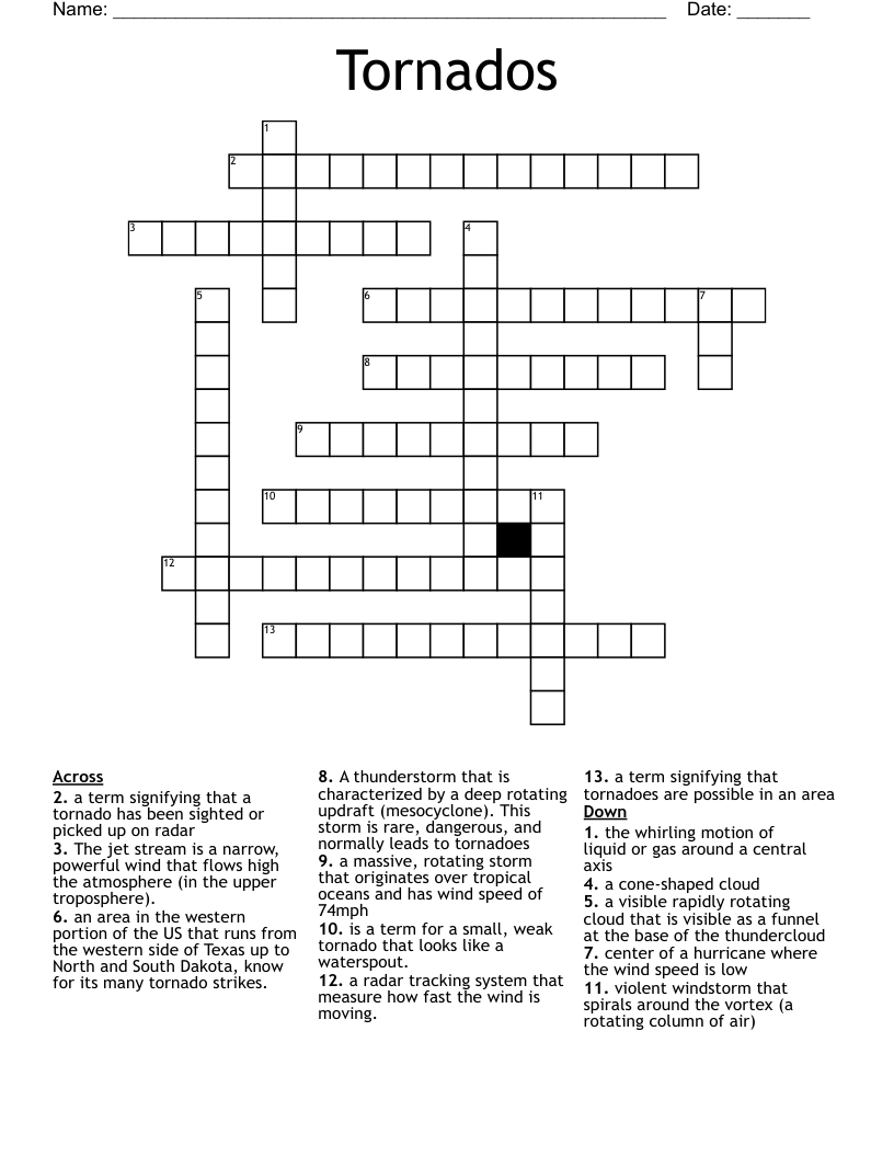Tornados Crossword